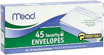 2 Pack of Mead Press-it Seal-it 10 Security Envelopes 4.125 in X 9.5 in, White, 45 Count (90 Count In Total)( 75026)