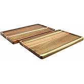 2 PCS Solid Acacia Wood Serving Trays Rectangular Wooden Serving Platters Natural Wooden Boards for Bar Coffee Party 13.5 * 9.5 inch (13.5 * 9.5)