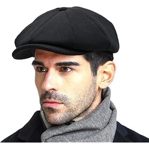 Wool Tweed Newsboy Cap for Men Paperboy Warm Winter Hat Vintage Flat Ivy Cabbie Gatsby Cap