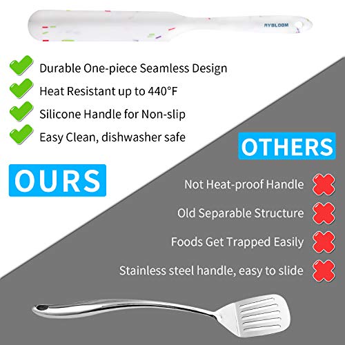 Aybloom Silicone Spatula Set - 9 Pieces Heat Resistant & Non-Stick with Stainless Steel Core Spatula Kitchen Utensils Set for Cooking, Baking and Mixing (9, Candy Grains White) - Thumbnail 2