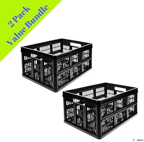 Clever Crates Set Large Collapsible Utility &amp; Storage Crates (Set of 2) (Black)