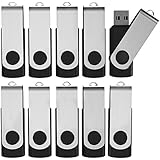 10 X mosDART 2GB USB2.0 Bulk Flash Drives Small Capacity Swivel Thumb Drives Jump Drive Memory Stick Zip Drive with Led Indicator,Black - 10pack(Without Logo)