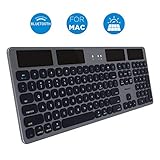 Macally Bluetooth Wireless Solar Keyboard for Mac Mini/Pro, iMac Desktop Computers & Apple MacBook Pro/Air Laptops | Rechargeable Via Any Light Source | Caps Lock/Battery Indicators - Space gray