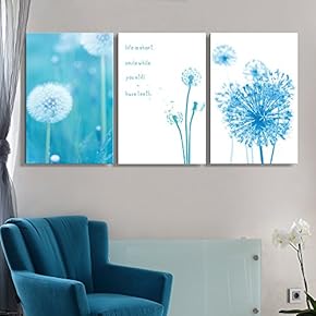 3 Panel Dandelions with Inspirational Quotes x 3 Panels