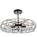 YOBO Lighting Oil Rubbed Bronze Vintage Barn Metal Ceiling Chandelier, 5 Light Close to Ceiling Semi Flush Mount Light