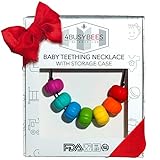BABY SILICONE TEETHING NECKLACE for Mom to Wear with Storage Case for Perfect Hygiene - Best Baby Shower Gift for Baby Boys & Baby Girls - 100% ORGANIC FOOD SAFE SILICONE - BPA Free - Dishwasher Safe