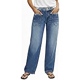Madrirdma Straight Leg Jeans for Women Trendy Mid Rise Wide Leg Baggy Jeans Stretchy Casual Denim Pants