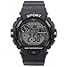 Montres Carlo LCD Mens Digital Electronic Sport Watches - Stopwatch Night Light 50 M Waterproof Water Resistant Black Watch