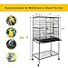 Gaintex 63” Rolling Bird Cage with Stand & Storage Shelf Large Wrought Iron Cage for Cockatiel Conure Parakeet Lovebird Canary Finch Budgie Pet House 4 Feeding Doors and Cupsthumb 3