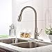 Friho Modern Brushed Nickel High Arc Stainless Steel Pull Down Sprayer Single Handle Kitchen Sink Faucets, Pull Out Kitchen Faucets with Deck Escutcheons