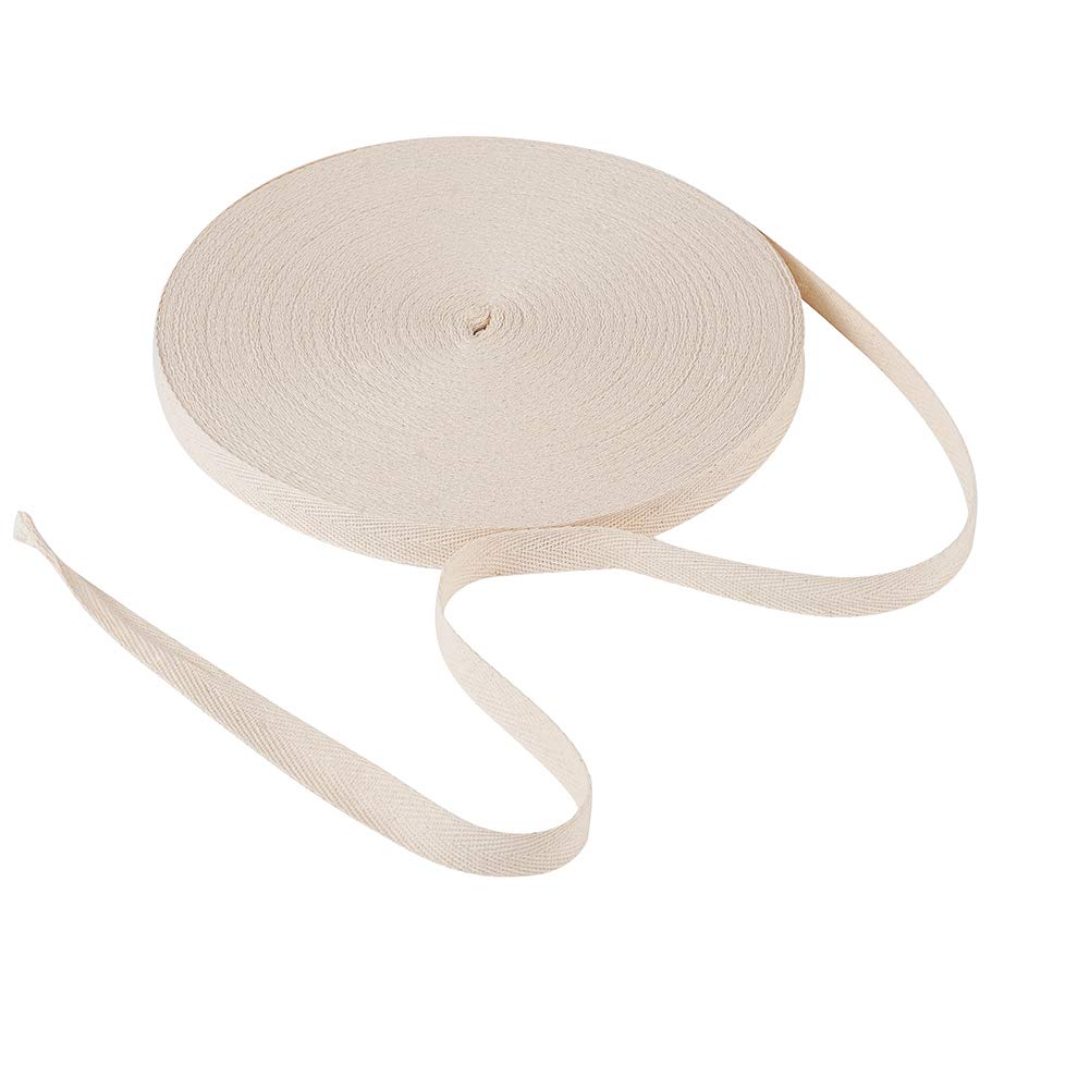 Craftdady 54.68 Yards Cotton Twill Tape Ribbons 5/9" Wide Natural Herringbone Webbing Herringbone Bias Tape for DIY Crafts Sewing Knit Gift Wrapping