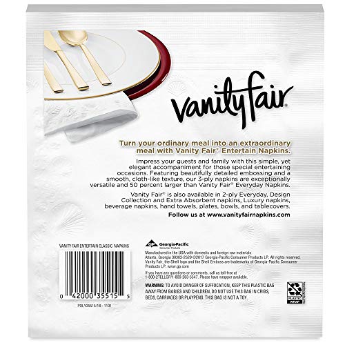 Vanity Fair Entertain Paper Napkins, 960 3Ply Disposable Napkins