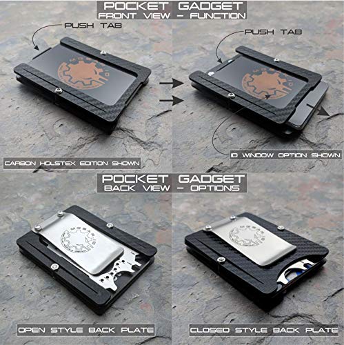 MultiWallet Metal head (Skull) Edition. Holstex Tactical Wallet Carbon Fiber Texture With Brass or Stainless Steel Front Plate. Multi tool and money clip. - Thumbnail 5