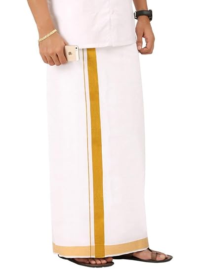 Cotton Dhotis for Men with Gold Zari Border | Cotton Vesti Mundu Best for Diwali, Onam Festivals Ceremonies