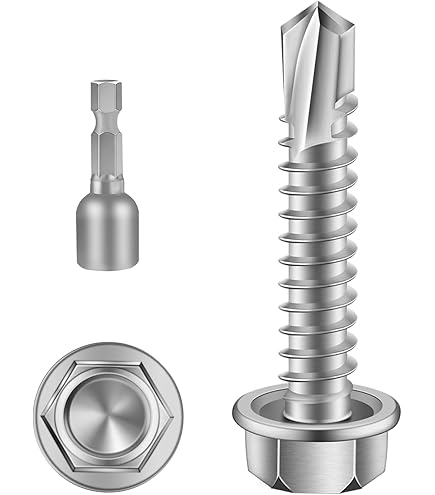 Uxcell Hex Washer Self-Drilling Screws – 1/4 X 1-1/4 Inch, Zinc-Plated Carbon Steel, 25-Pack, For Metal & Wood