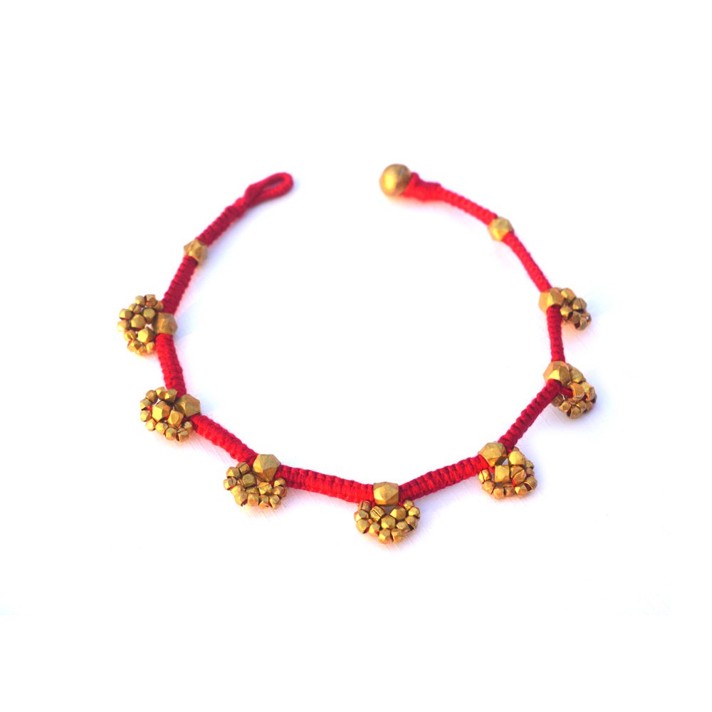 art godaam tribal collection yellow brass round anklet for girls