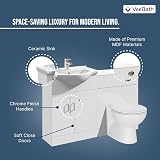 VeeBath Linx 1050 Vanity Unit Set, Wash Basin, Soft Close Toilet, White view 2
