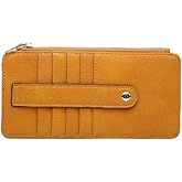 JEN & CO. Saige Wallet, Mustard - Slim Wallet for Women, Compact Credit Card Holder with Card Slots, Small Wallets