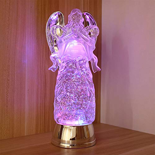 Eldnacele Light Up 11 Inch Clear Acrylic Praying Angel Figurine, Color