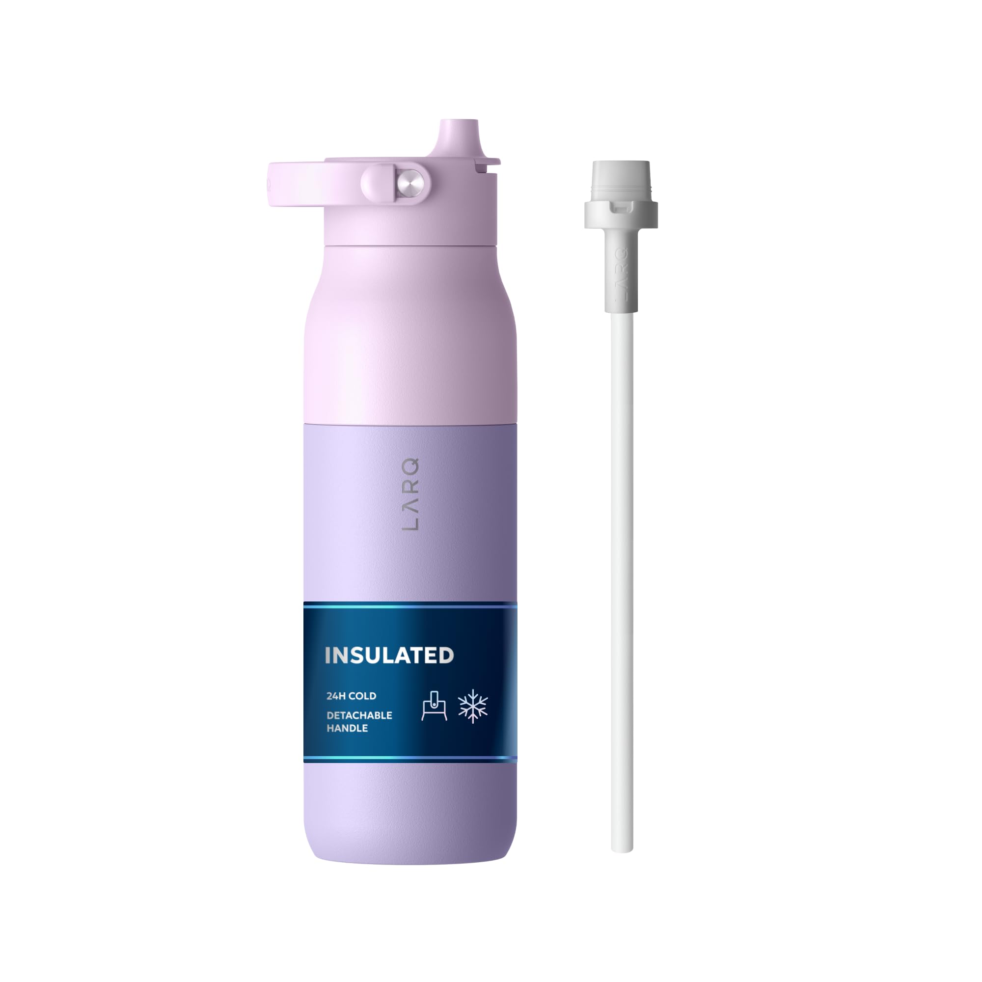 LARQ Swig Top H₂O Bottle 680ml/23oz – Insulated Stainless Steel Water Bottle with Integrated Straw – Wide-Mouth, Detachable Handle, BPA Free – Perfect for Gym, Sport, Football, Yoga and Travel