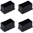 Antrader 4PCS Table Chair Leg Tips Rectangle Shaped Rubber PVC Furniture Pads Foot End Caps Covers Protectors 1" x 2",Black