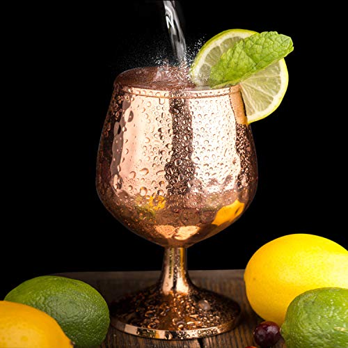 Copper Cognac glasses set of 4-14oz - Solid copper snifters - Moscow mule mugs for brandy, congnac, wine. - 7th anniversary gift.