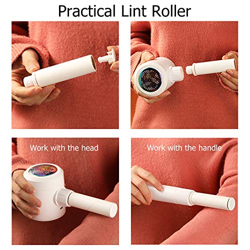 Kenpiko Lint Remover with Lint Roller for Clothes, Rechargeable Fabric Shaver, 2 in 1 Lint Shaver, Sweater Shaver Fabric Fuzz Remover with Trim and Stick Function, Sweater Pill Remover for Clothes