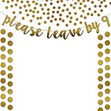 Gold Glittery Please Leave by 9 Banner,Gold Glittery Circle Dots Garland (25Pcs Circle Dots) and Gold Glittery Circle Dots Confetti,Bachelorette Wedding Party Decoration Supplies