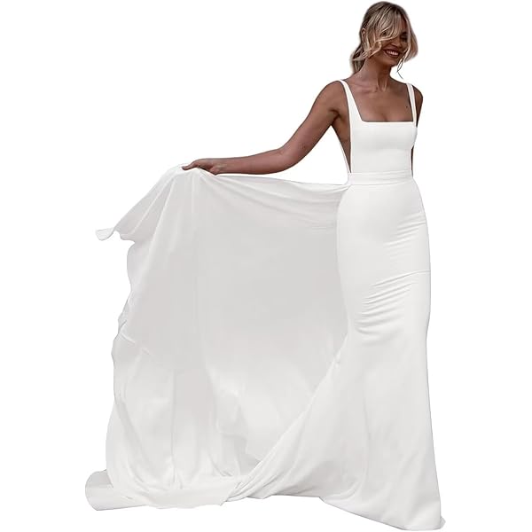 ワンピース Squareneck Satin Dress Square Neck Satin Midi Bridesmaid Dress With Full Skirt