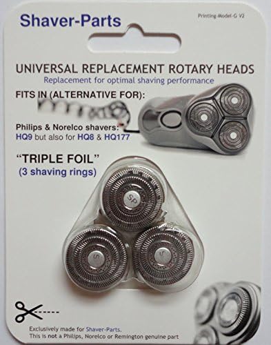 Norelco's compatible Shaving Heads HQ9"Triple", Also for suitable for HQ8 and HQ177, Alternative (Fits) for Norelco (Philips) Shavers