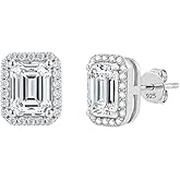 1 Carat Each Emerald Cut Moissanite Stud Earrings For Women,925 Sterling Silver With D Color VVS1 Clarity Moissanite, With GRA Certificate