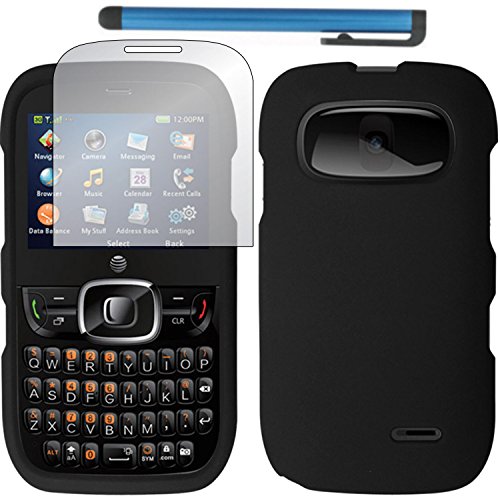 ZTE Altair 2 / at&t Z432 Case Combo(3-items) - Hard Case Snap-on Cover(Matte Black)+ICE-CLEAR(TM) Screen Protector Shield(Ultra Clear)+Touch Screen Stylus