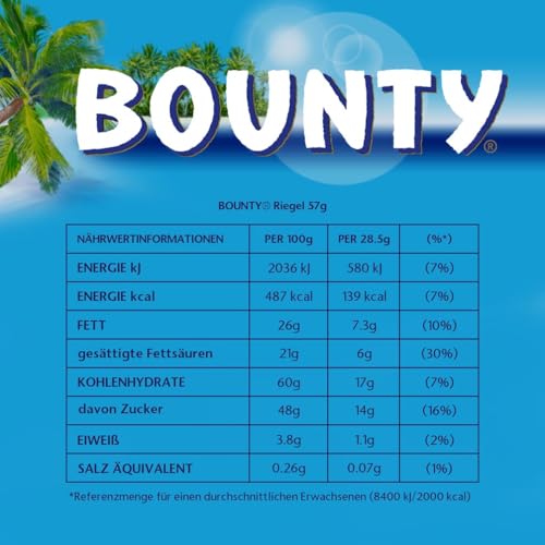 Bounty Schokoriegel, Kokos und Schokolade Geschmack, 24 Riegel in einer Packung (24x 57g) 2