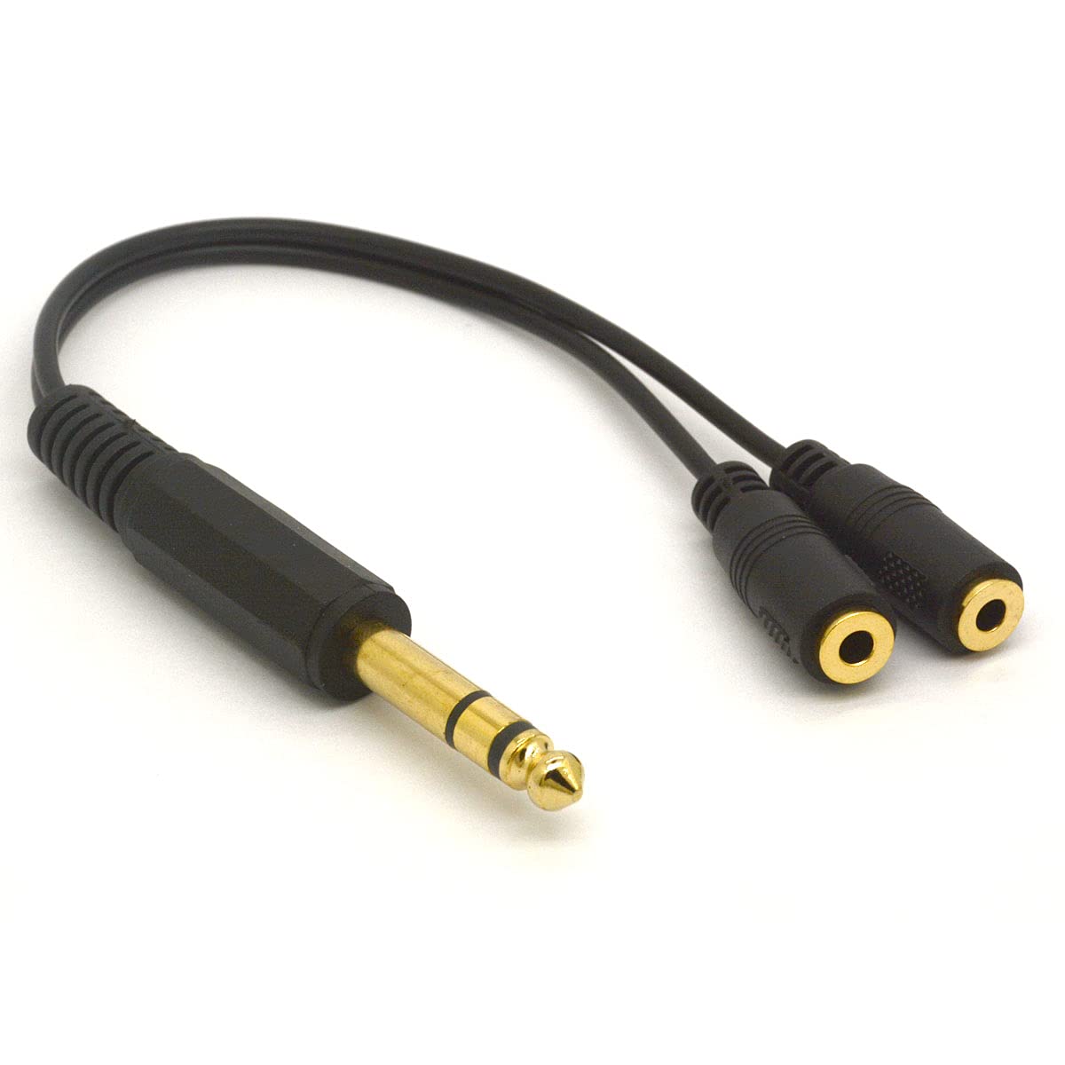 Tomost 6.35 to 3.5mm Cable Splitter, 1/4" TRS Stereo Jack Male to Dual 1/8"(Mini) Female Y Adapter Cord (20cm)