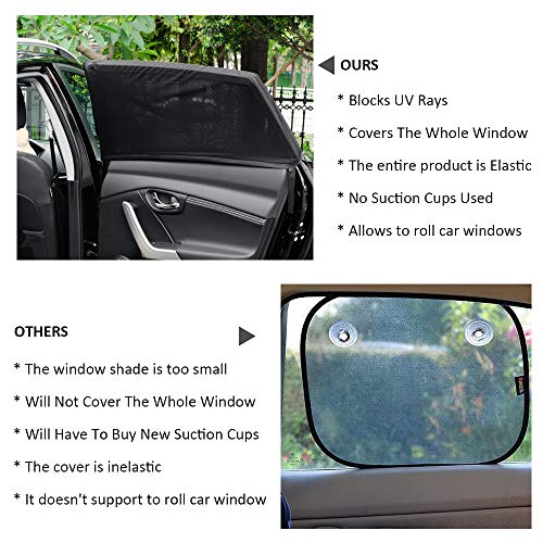 OneAmg Sonnenschutz Auto Baby + Auto Sonnenschutz Frontscheibe, Selbsthaftende Sonnenblenden für Kinder Autosonnenblende mit UV Schutz (2er Set), Sonnenblende Windschutzscheibe Sonnenblende Faltbare