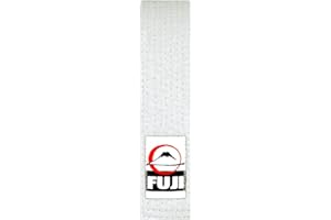 Fuji Solid Rank Karate Judo TKD Belts - Premium Cotton Belts with Durable Stitching for All Mixed Martial Arts (White, 6)