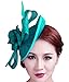 Fascigirl Sinamay Fascinator Hat Feather Party Pillbox Hat Flower Derby Hat for Women (X Green)
