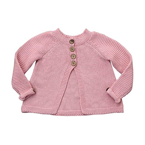 Sunbona Toddler Baby Girls Cute Autumn Button Knitted Sweater Cardigan Warm Thick Coat Clothes (5T(3.5~4.5years), Pink)