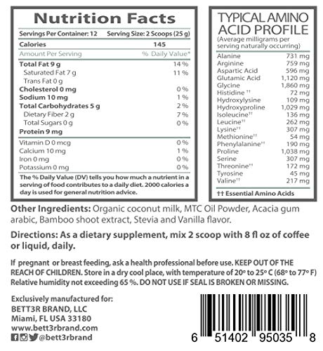 image for Collagen Protein Keto Coffee Powder Creamer with 5500mg MCT Oil by BET