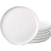 AmorArc Ceramic Dinner Plates Set of 6, Wavy Rim 10.25 Inch Stoneware Dish Set, Dinnerware Plates for Kitchen-Microwave&Dishwasher Safe, Scratch Resistant-Reactive Glaze Matte White