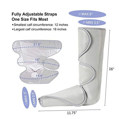 Tespo Leg Massager with Heat Air Compression Wrap Massage Foot and Calf for Circulation with Handheld Controller 3 Intensities 6 Modes, Helpful for RLS and Edema