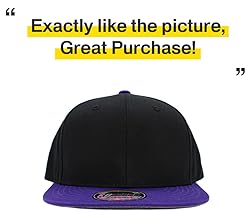 KNW-1467 BLK-PUR Cotton Snapback Solid Blank Cap