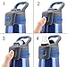 TOPOKO AUTOFLIP Straw Lid Water Bottle Stainless Steel Double Wall Vacuum Insulated Sweat Proof Leak Proof Beverage Taking Aid with Carrying Handle-25 OZ-Blue