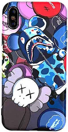 Case for iPhone X/iPhone Xs,OW KAWS Violent Bear Print Cartoon Soft Shell Drop Protection Case