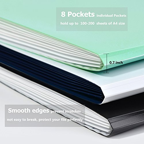FHEAL File Folders with Pockets Plastic Expanding Folders Letter Size Paper Organizer with Elastic Band 1 Pack White