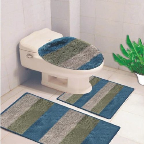 Denise Striped 3 Piece Bath Rub Set, Tub, Contour, Lid Spa