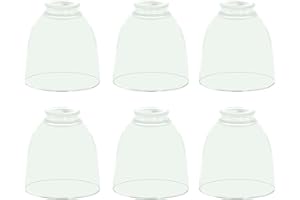 SEWTEROLYN 6-Pack Clear Glass Shade Light Covers, Bell Shaped Glass Shade Covers Ceiling Fan Lamp Replacements, Light Fixtures Lampshade for Chandelier Wall Sconces, 1.61" Fitter Size, 5" High x 4.7" Diameter