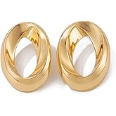 Metal Wide Chunky Earrings Geometric for Women Minimalist Irregular Twisted Womens Earrings