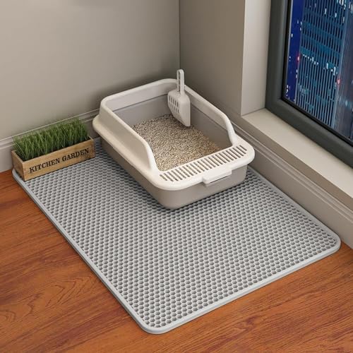 ERHAOG 猫砂マット 猫マット 50 X40 cm 猫砂取りマット 複数サイズ 猫用トイレシート 猫トイレマット 飛び散り防止マッ 掃除簡単 EVA 滑り止め 防水 防カビ 臭さ防止 マッサージ式 高耐久