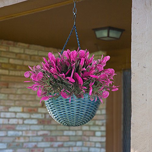 Nahuaa 4PCS Outdoor Fake Plants Artificial Shrubs Faux Plastic Pink Leaf Bushes Table Centerpieces Arrangements Home Kitchen Office Indoor Outside Planter Pot Spring Decorations - Thumbnail 4